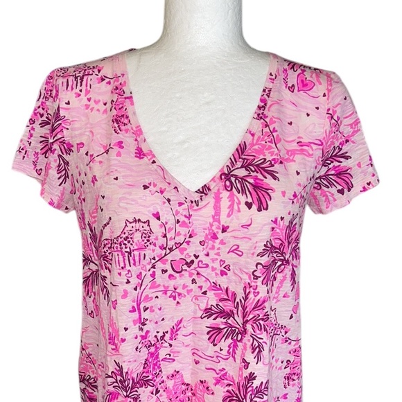 Lilly Pulitzer Etta Pink Blossom Wild About You Short Sleeve Tee - S - Picture 5 of 14